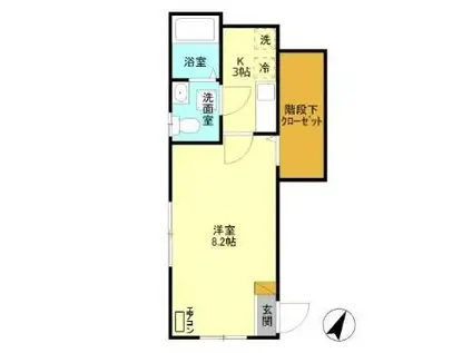 リアンダー(1K/1階)の間取り写真