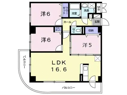 ホークフェザータワー(3LDK/6階)の間取り写真