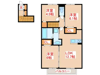 リバーヴュー伊集院(3LDK/2階)の間取り写真