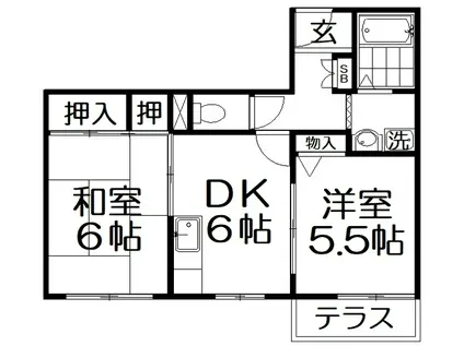 メゾン・ド・サン(2DK/1階)の間取り写真