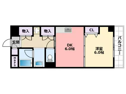 ベレーザ五番町(1DK/2階)の間取り写真