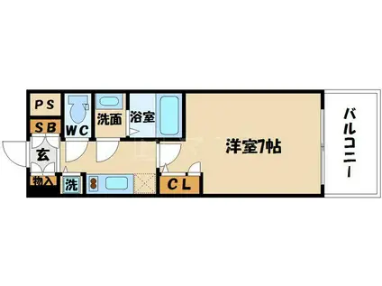 クリスタルグランツ梅田(1K/9階)の間取り写真