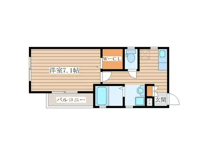 グランデールKADANII(1K/3階)の間取り写真