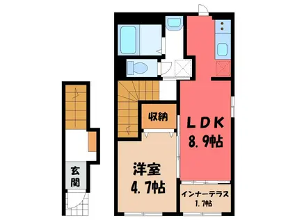エメラルドI(1LDK/2階)の間取り写真