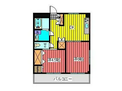 ケティローズマンション(2DK/2階)の間取り写真