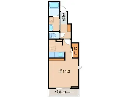 グラン・ジュテI(ワンルーム/1階)の間取り写真