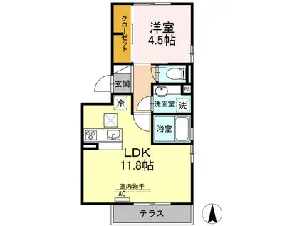 エクセラン A(1LDK/2階)の間取り写真