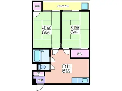 伸晃マンション(2DK/3階)の間取り写真