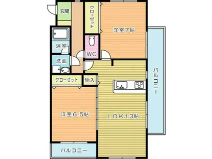 高峰第6晴和ビル(2LDK/4階)の間取り写真