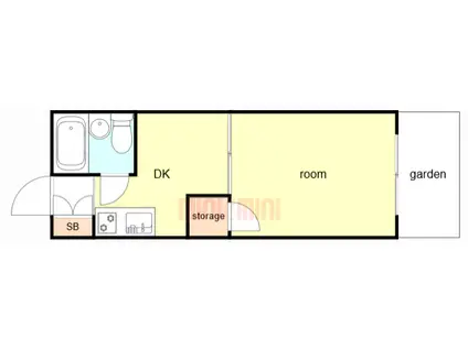 メリディアン(1DK/1階)の間取り写真