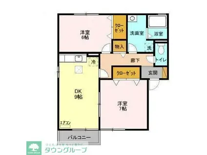 リビングタウン野田A・B・C(2DK/1階)の間取り写真