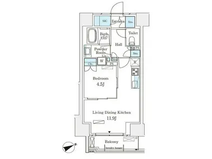 パークナードフィット南青山ガーデン(1LDK/11階)の間取り写真