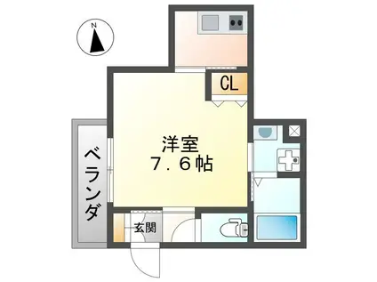 シヤン・アドラーブル(1K/2階)の間取り写真