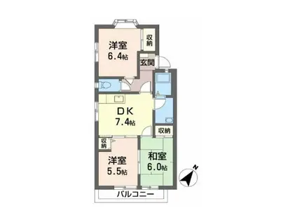 サンハイツ(3DK/2階)の間取り写真