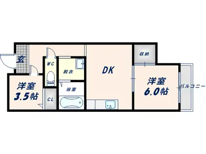 ライフハウス秀I号館(2DK/4階)の間取り写真