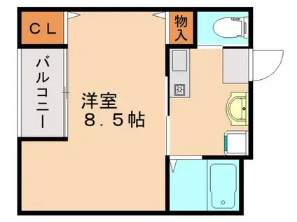 伊岐須ベルエア九工大(1K/1階)の間取り写真