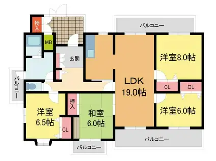 シャルマン屋敷本(4LDK/2階)の間取り写真