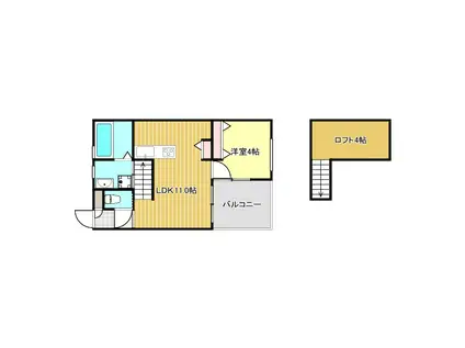 ブランノワールI(1LDK/2階)の間取り写真