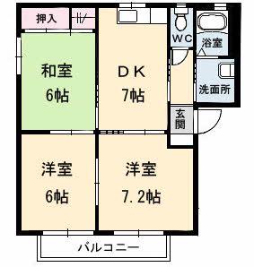 シャーメゾンコンファーレA(3DK/1階)の間取り写真