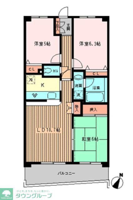 モンテローザ緑が丘(3LDK/1階)の間取り写真