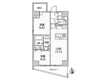 CREATIF秋葉原(2LDK/8階)の間取り写真