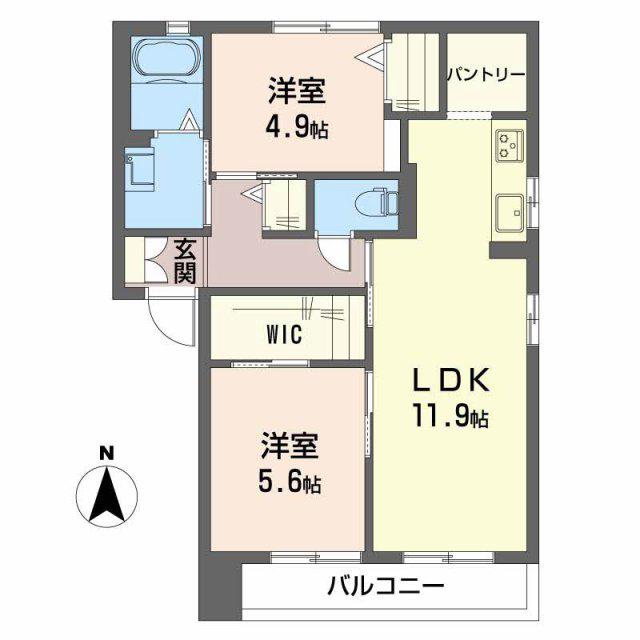 パークサイドヒルズ(2LDK/1階)の間取り写真