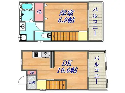 ワコーレヴィアノ垂水舞子台(1LDK/1階)の間取り写真