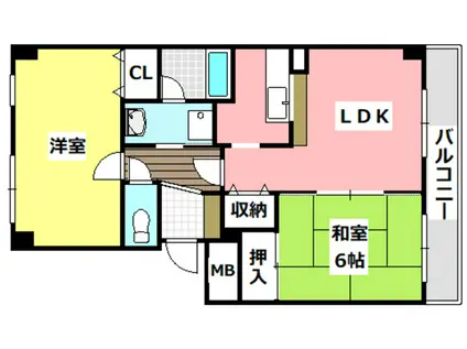 エスパシオ水尾(2LDK/2階)の間取り写真