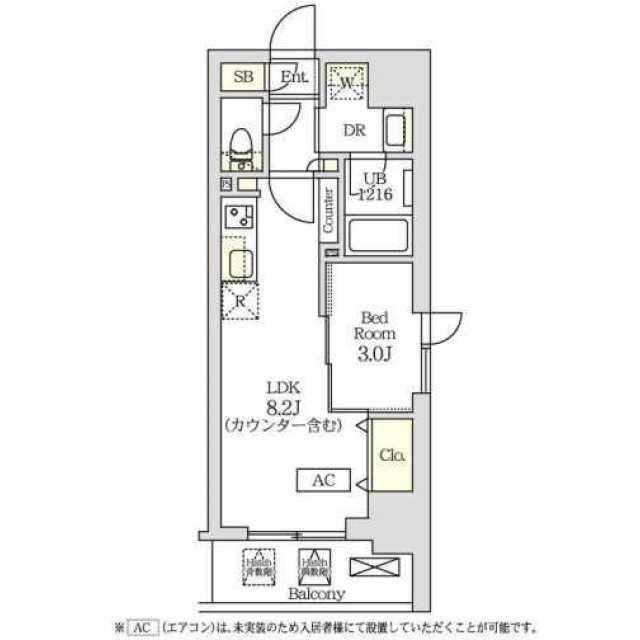 コスモグラシア新宿西早稲田(1LDK/6階)の間取り写真