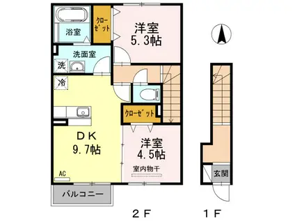 ソフィア(2LDK/2階)の間取り写真
