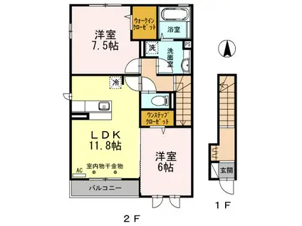 WITH B(2LDK/2階)の間取り写真