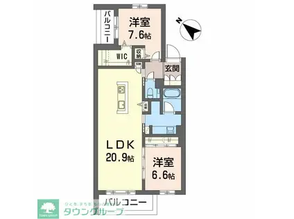 AILE BLANCHE 吹上(2LDK/2階)の間取り写真