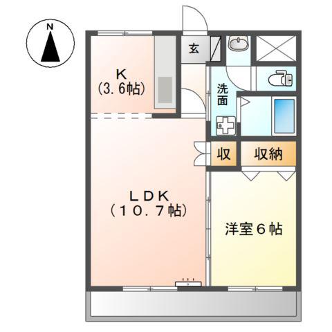 クレオール(1LDK/1階)の間取り写真