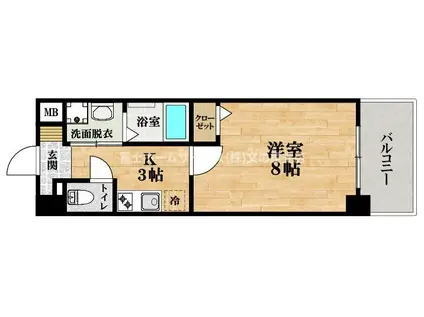 ふぁみゆ文の里(1K/2階)の間取り写真