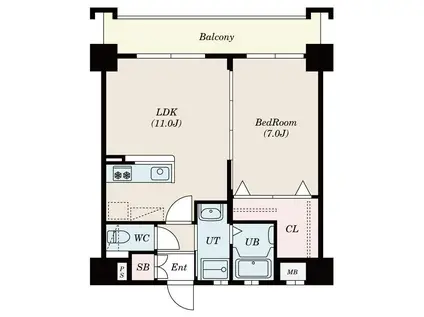 レジデンス東櫛原(1LDK/5階)の間取り写真