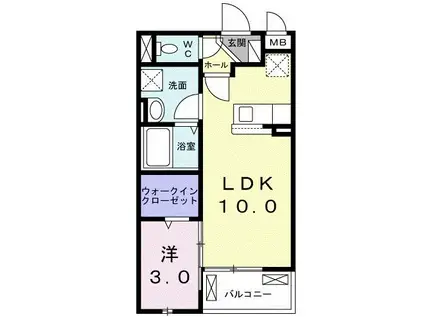 アンプルール(1LDK/2階)の間取り写真