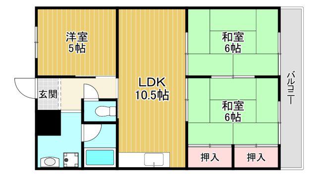 アビタ山本関目(3LDK/4階)の間取り写真