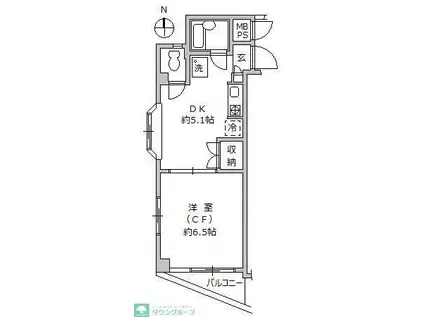 グランデ国立(1DK/5階)の間取り写真