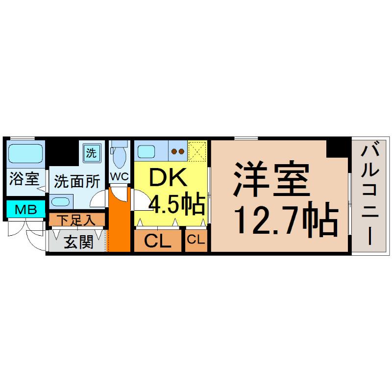 BS117(1DK/5階)の間取り写真