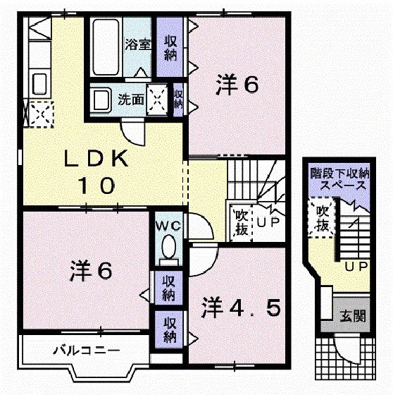 クレストール亀山(3LDK/2階)の間取り写真