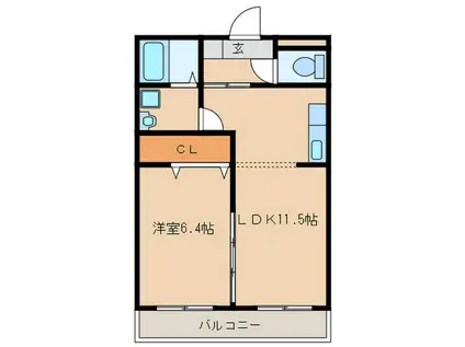 アンジェロ(1LDK/4階)の間取り写真