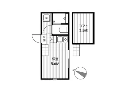 カーサES I(ワンルーム/2階)の間取り写真