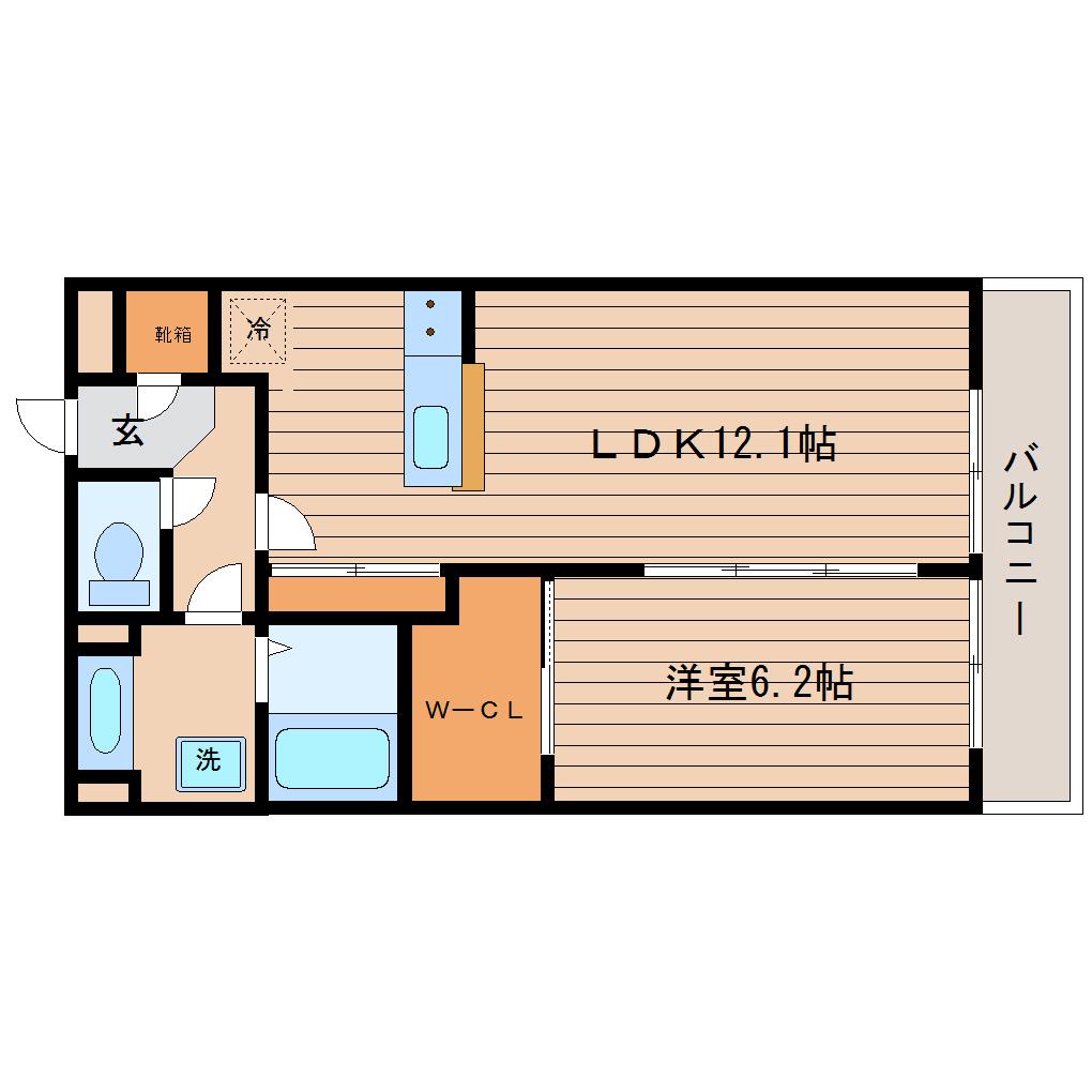 エスパース泉中央(1LDK/3階)の間取り写真