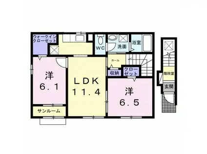 パーク・エノコダ(2LDK/2階)の間取り写真