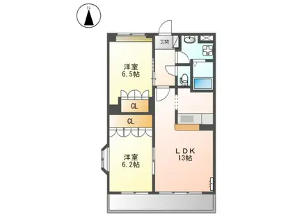 ウッドヴィレッジII(2LDK/3階)の間取り写真