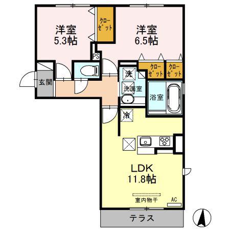 セキュレア須屋 G(2LDK/1階)の間取り写真