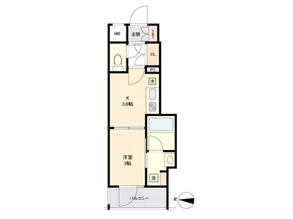 AXAS渋谷初台(1K/3階)の間取り写真