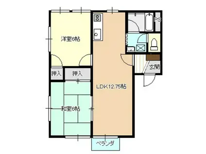 アミーゴI(2LDK/1階)の間取り写真