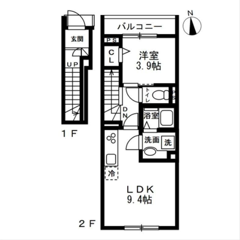中野区野方2丁目マンション(1LDK/2階)の間取り写真