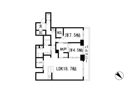 ザ宝塚タワー(2SLDK/27階)の間取り写真
